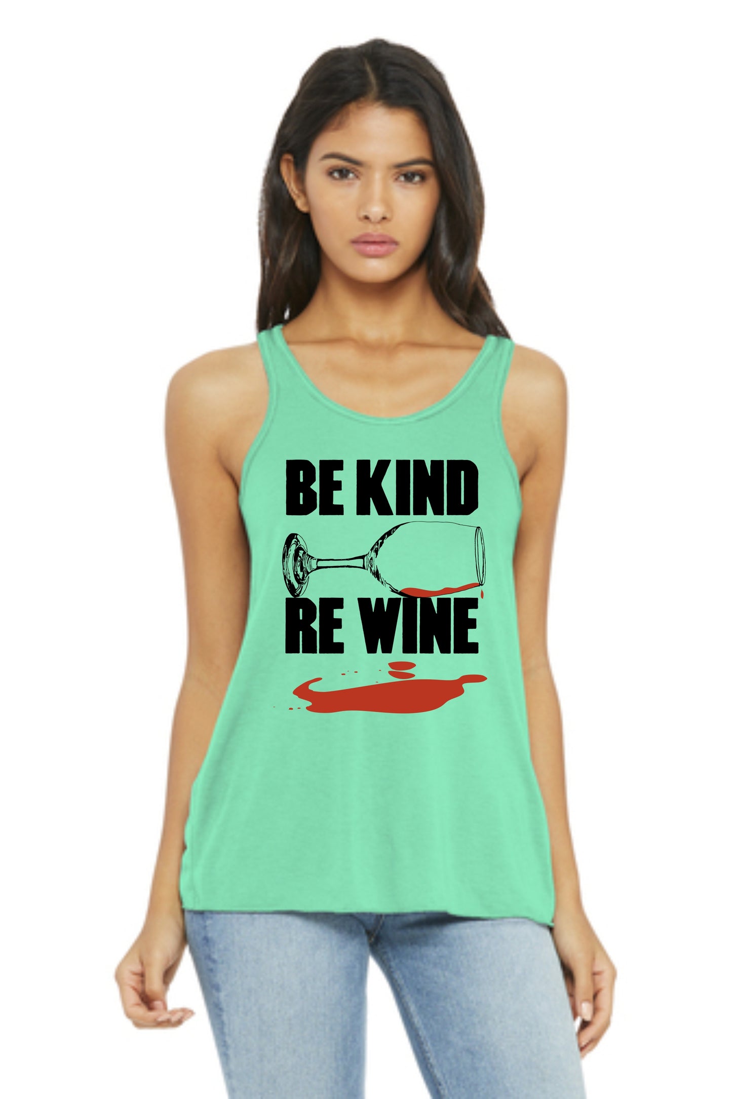 Be Kind, Re Wine - Printed BELLA+CANVAS ® Women's Flowy Racerback Tank Top